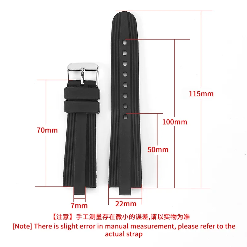 For Bvlgari Diagono Series Special Convex Interface Waterproof Silicone Watch Strap 22x7mm Black Steel Steel Bucket Accessories