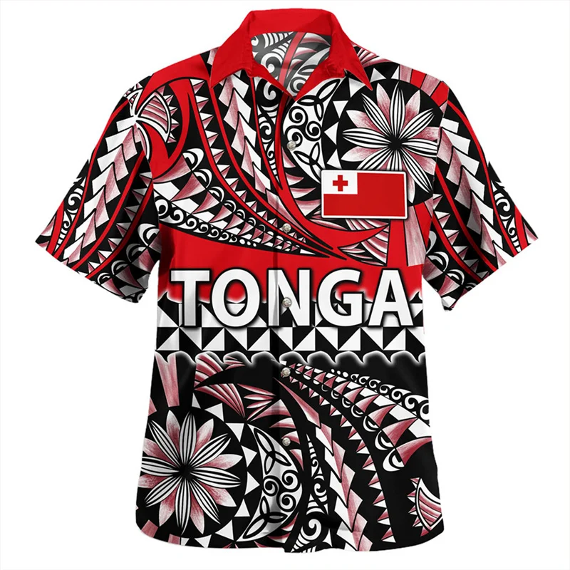 3D The Kingdom Of Tonga National Flag Printing Shirts Men Tonga Emblem Coat Of Arm Graphic Short Shirts Vintage Shirts Clothing