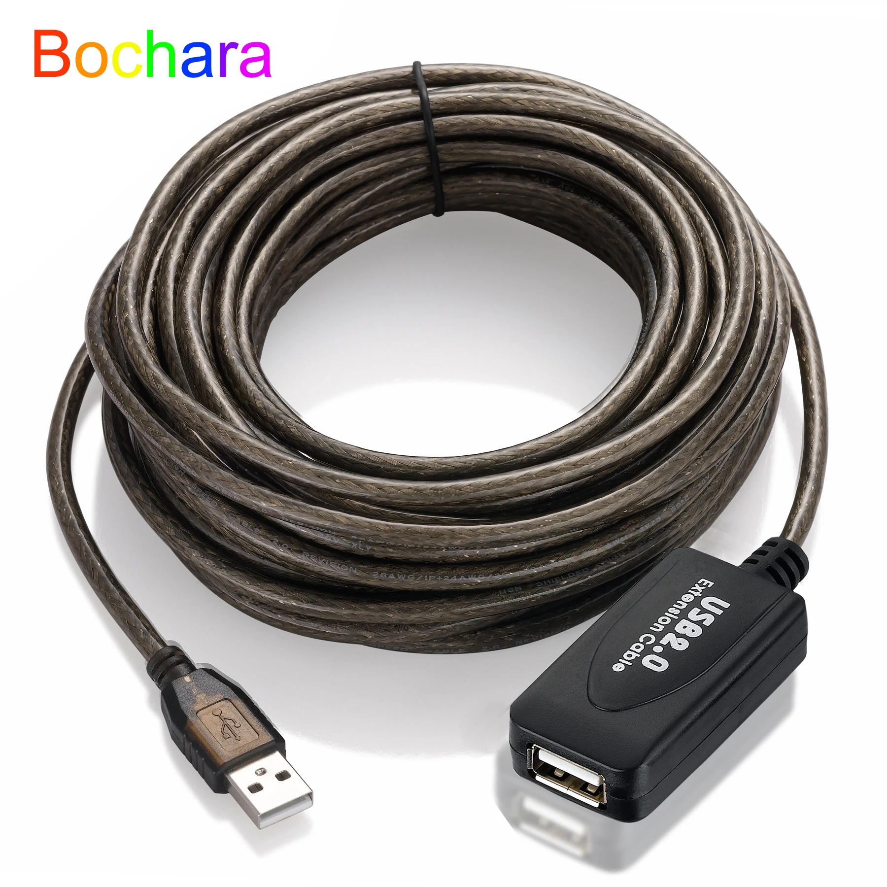 Bochara USB 2.0 Extension Cable Type A Male to Female Dual Shielding(Foil+Braided) Booster Chipset FE1.1S  5m 10m 15m 20m 30m