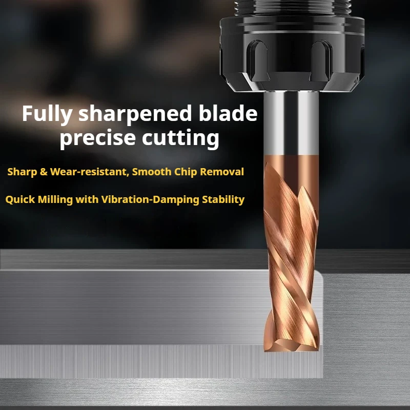 HRC55 Alloy Coating Tungsten Steel 2 Flute Endmill Milling Cutter for Metal Hardness CNC Tool Wholesale