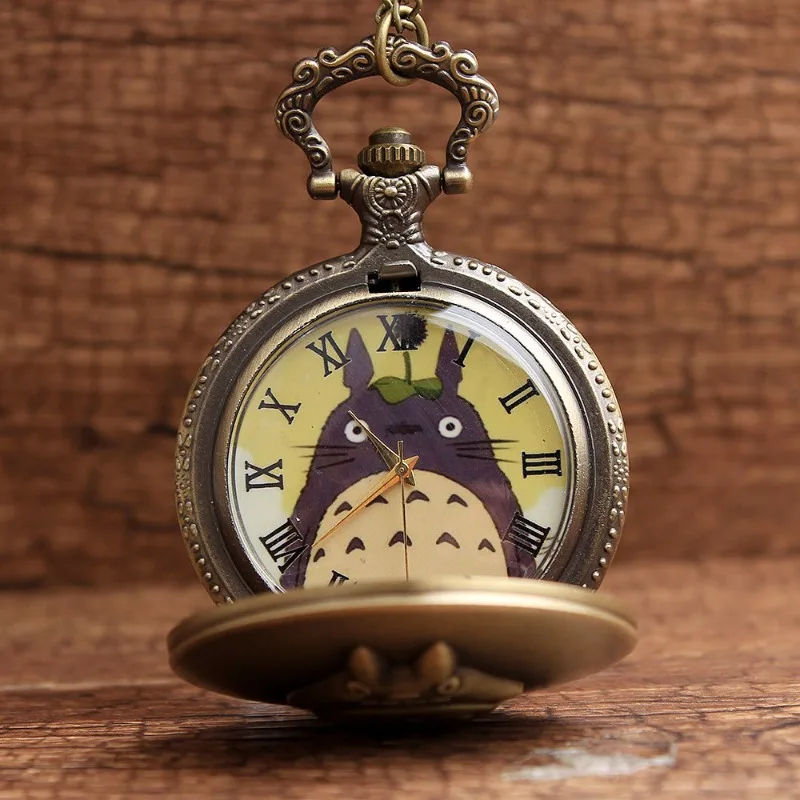Anime My Neighbor Totoro Merch Quartz Pocket Watch Keychain Vintage Hanging Cartoon Character Print Pocket Clock Backpack Gift - view 2