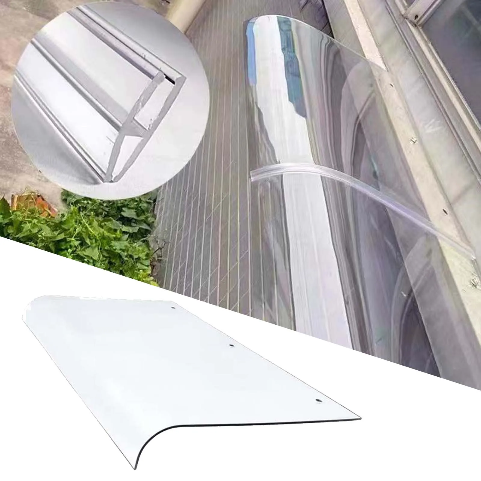 Window Canopy Window Awning PC Rain Snow Without Brackets Durable Front Door Canopy Window Awning Wall Mounted