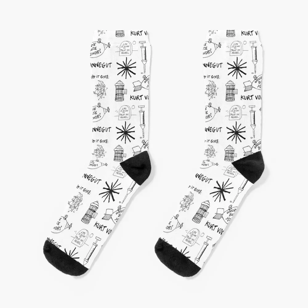 Ode to Vonnegut -- Pattern Socks Children's New year's men cotton high quality colored Socks Woman Men's