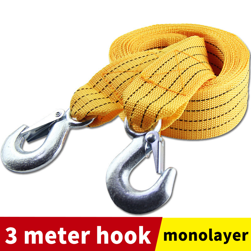  1 Pcs Car Tow Cable Heavy Duty 3 Ton Trailer Rope Towing Pull Rope Strap Hooks Van Road Recovery Car Accessories