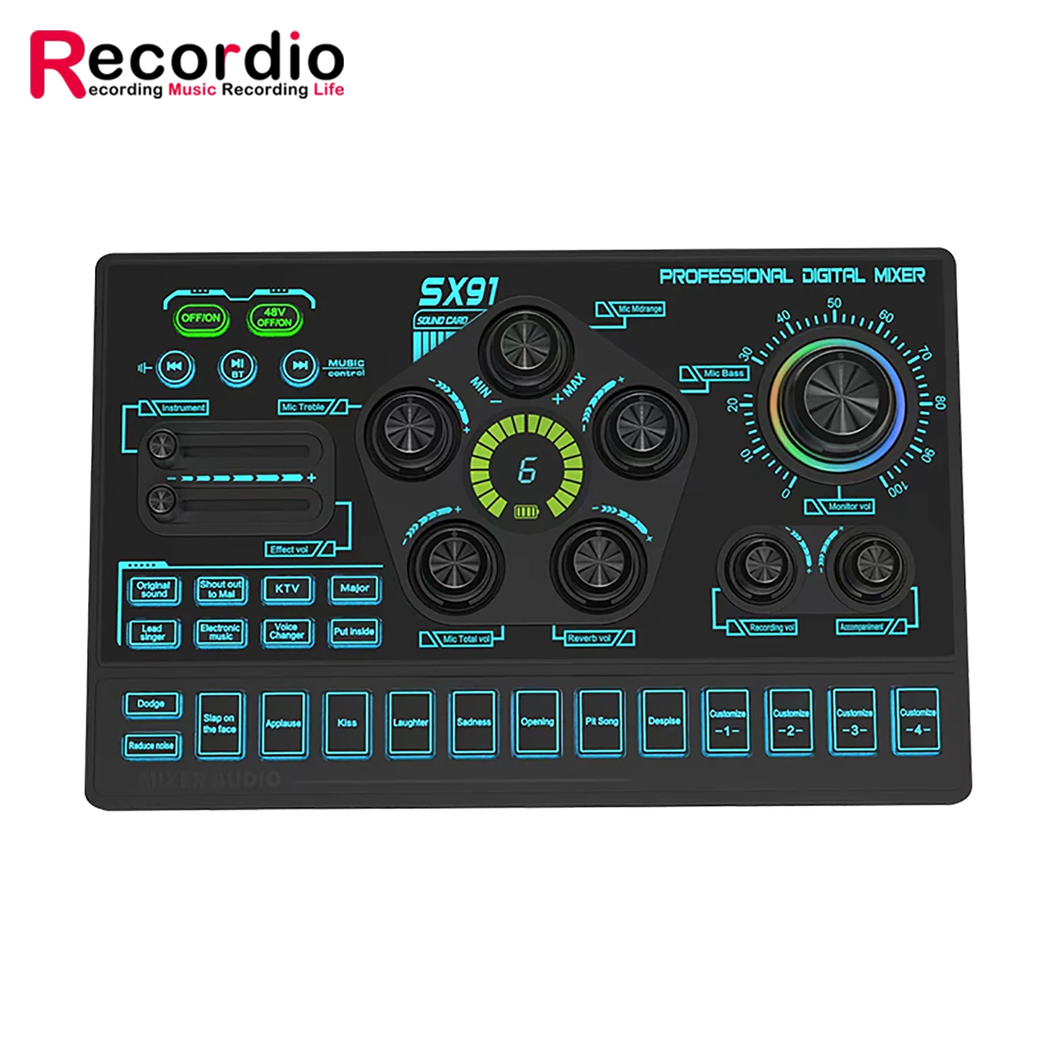 GAX-SX91 Professionele Meerdere Effecten Live Xlr Geluidskaart Audio-Interface Met 48V Voor Live Streaming Tiktok Gaming