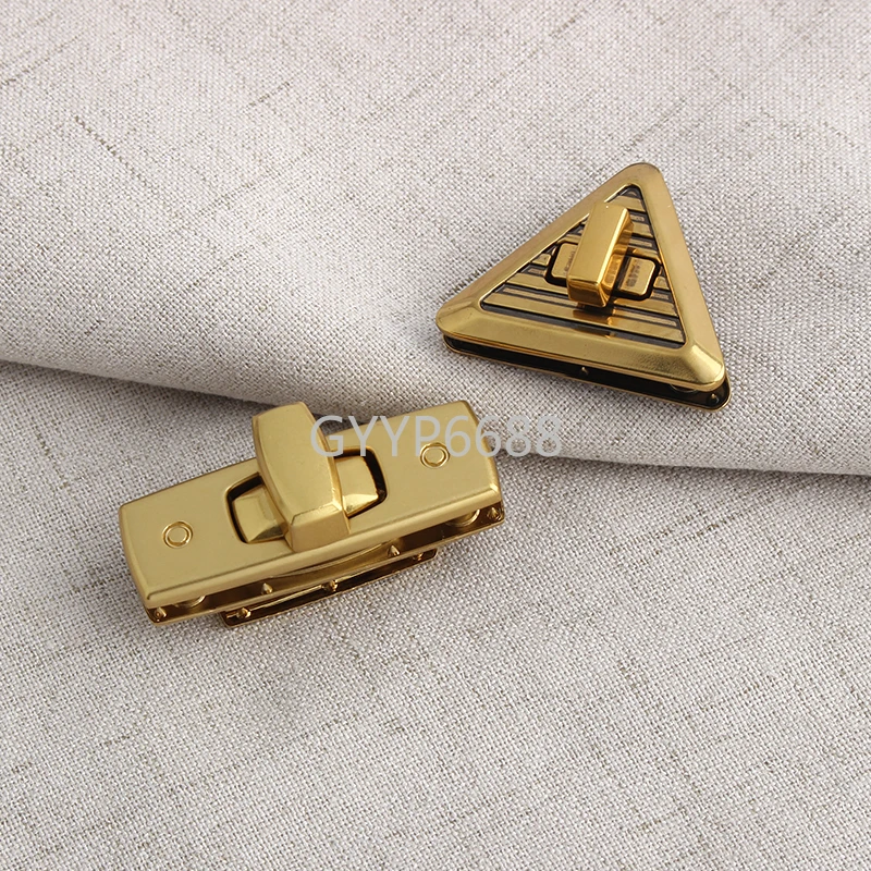 2-5-20Sets Triangle/Rectangle Metal Flip Lock For Handbag Purse Briefcase Bag Turn Twist Lock Press Push Lock Buckle Accessories