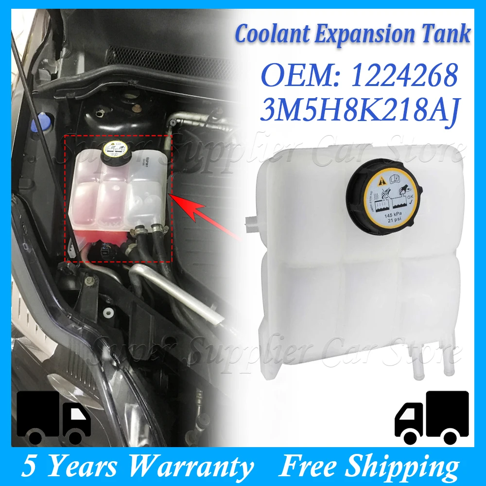 Car Coolant Expansion Tank Bottle For Volvo V50 S40 C30 C70 For Mazda 3 For Ford KUGA Focus 5M5H8K218AA 3M5H8K219AJ LF5015350