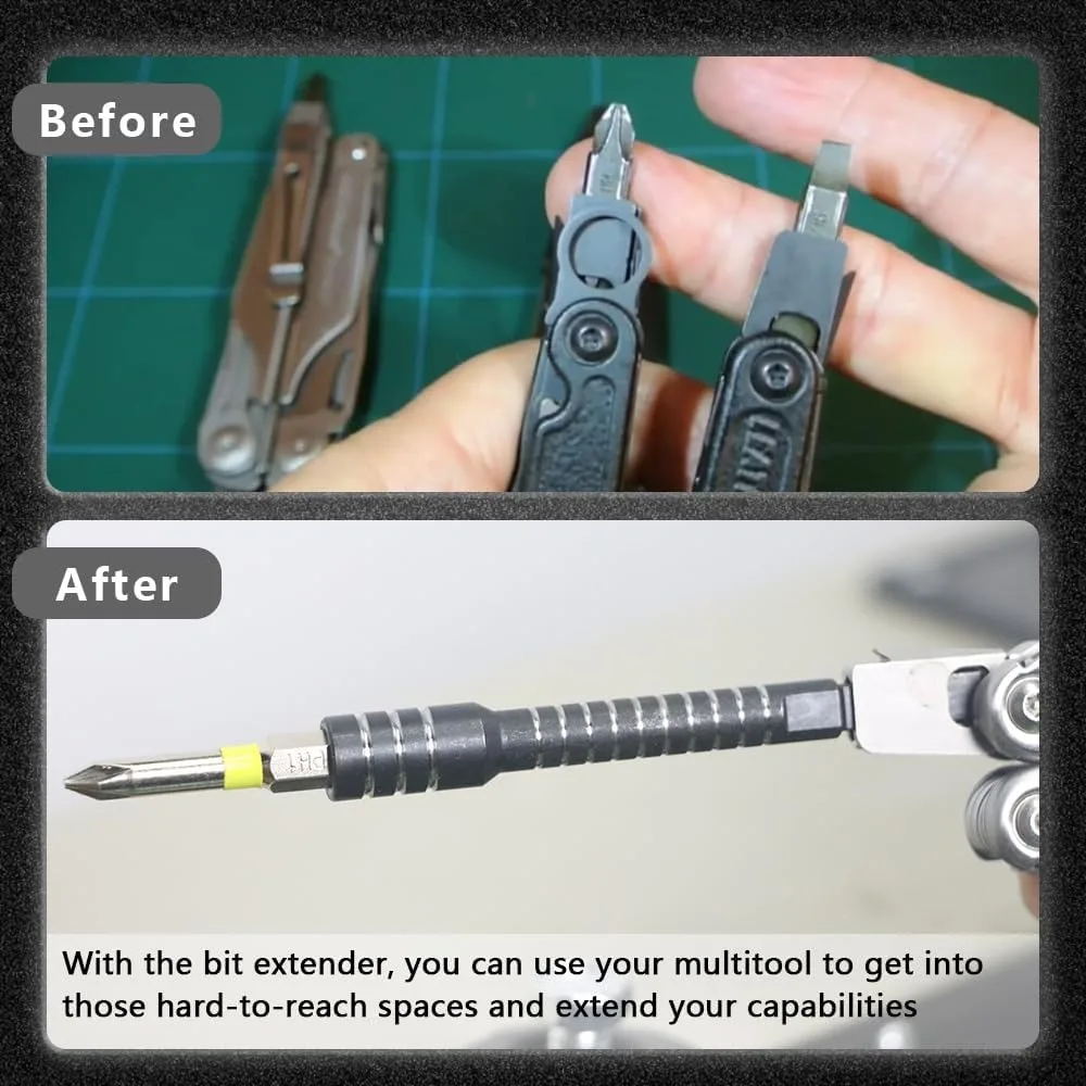 Black Flat End Bit Extender + 2 in 1 Ratchet Wrench for Leatherman Multi-tool Accessories,2 Pack - view 6