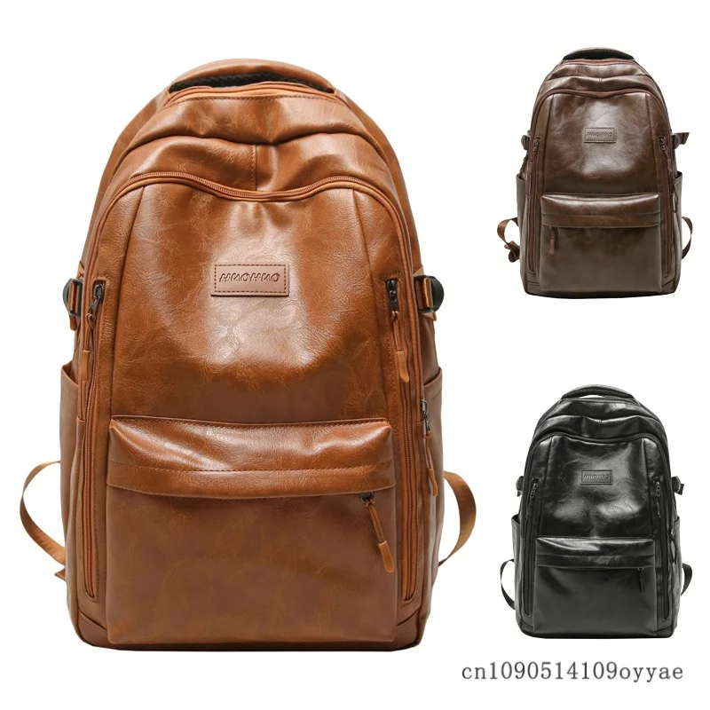 

Trendy Pu Textured Backpack, Men's College Style Backpack, Outdoor Commuting Short-Distance Travel Large Capacity Backpack