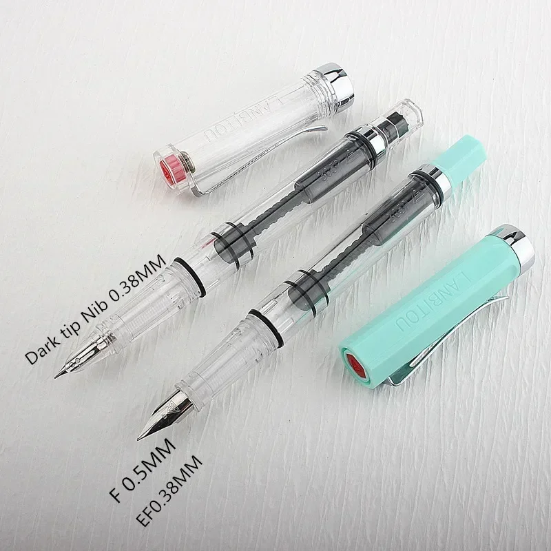 Neue Haltungskorrektur Kolben Füllfederhalter Kunststoff Transparent Weiß Tinte Farbe EF/F Feder Schule Büro – Detail 1