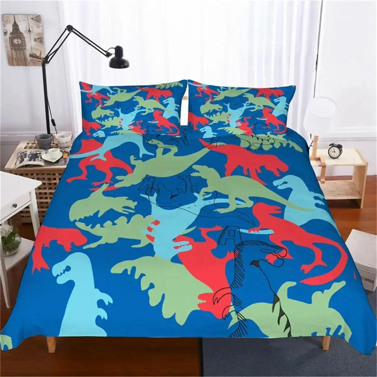

Dinosaur Cute Ancient Animal Comfortable Duvet Quilt Cover Pillowcase Bedding Set Children Bedroom Decoration Home Textile