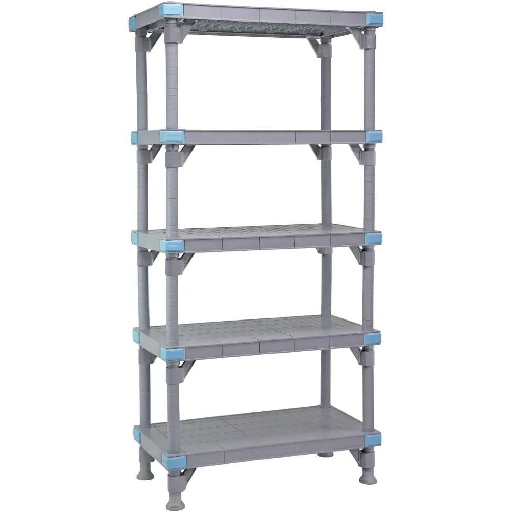 أنظمة التخزين الكمي QP183050VS-4 وحدة رفوف ميلينيا، 30 عرض × 18 عمق × 50 ارتفاع، سعة 2000 رطل، بولي بروبيلين/ABS، رمادي، NSF #3