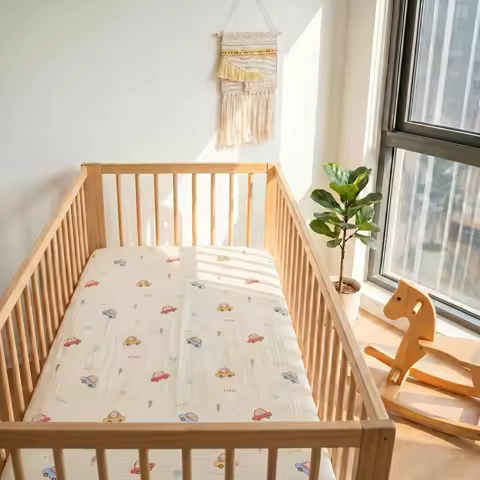 1 Piece of Baby Printed Cotton Bed Sheet Mattress Cover, Sweat-Absorbent and Breathable product image
