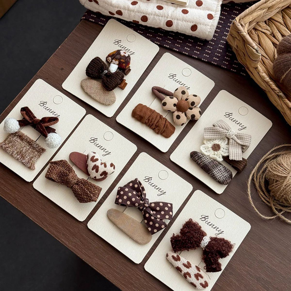 Duckbill Hair Clips Forest Early Autumn Milk Coffee Plaid Design High Quality Sturdy Base Baby Hair Ornaments No Hurt Hair Side