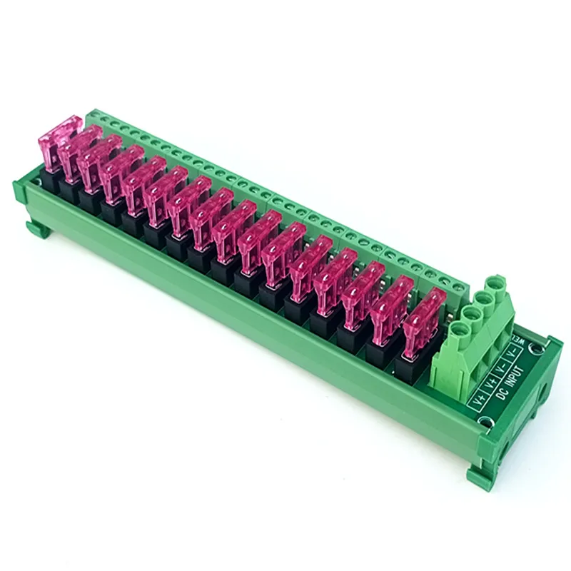 DIN Rail Mount 16 Position DC Power Fuse Distribution Strip Module