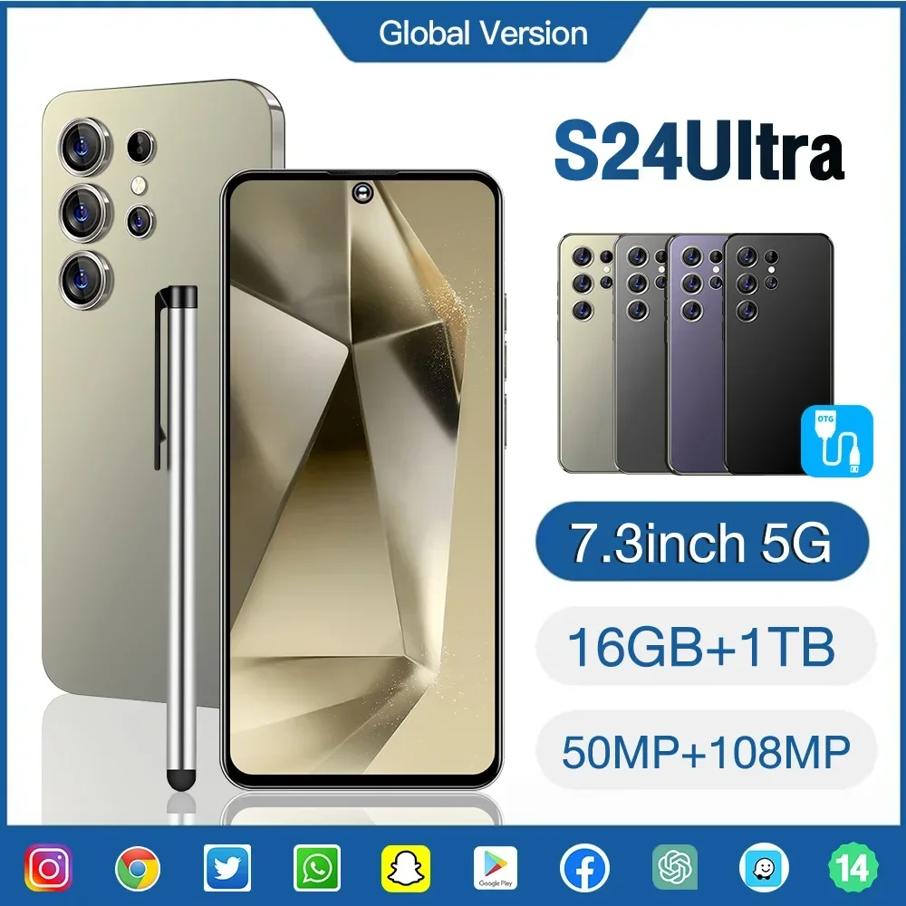 Hot-Selling S24 Ultra All-In-One Smartphone Hd Android Large Screen Global Version Affordable Portable Phone Smartphone S22Ultra