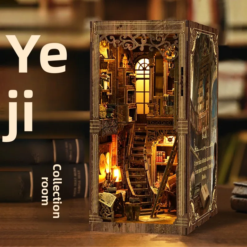

Набор для творчества 3D Creative Book Nook DIY, деревянная подставка для книг, миниатюрная модель дома, подарок для взрослых