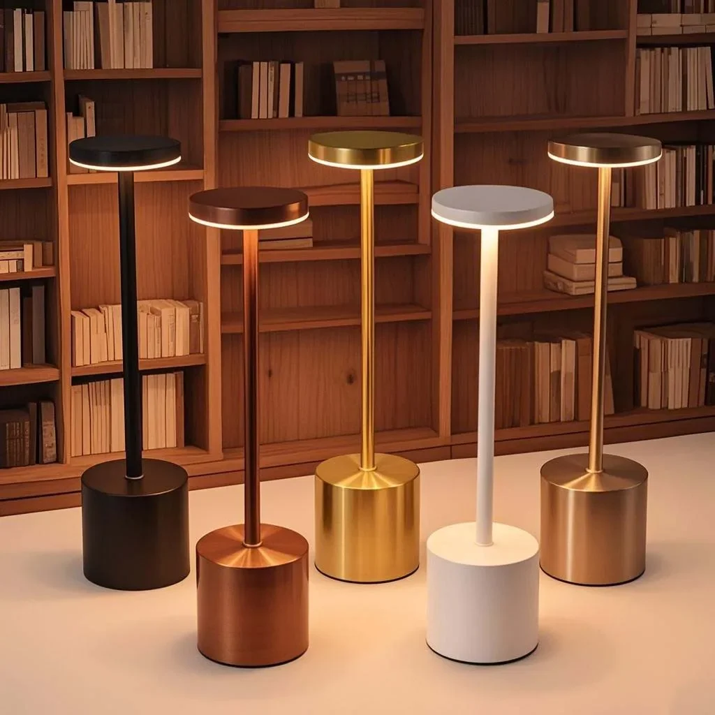 Einfache LED-Tischlampe, wiederaufladbar, Touch-Steuerung, kabellose Leselampe, kreative Stimmungsbeleuchtung für Bar, Schlafzimmer, Dekoration