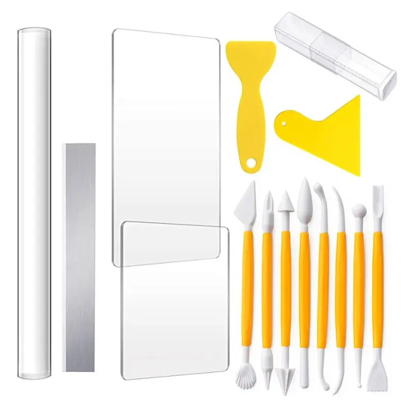 Stone Plastic Clay Carving Knife Blade Acrylic Solid Stick Pottery tool set Acrylic + plastic