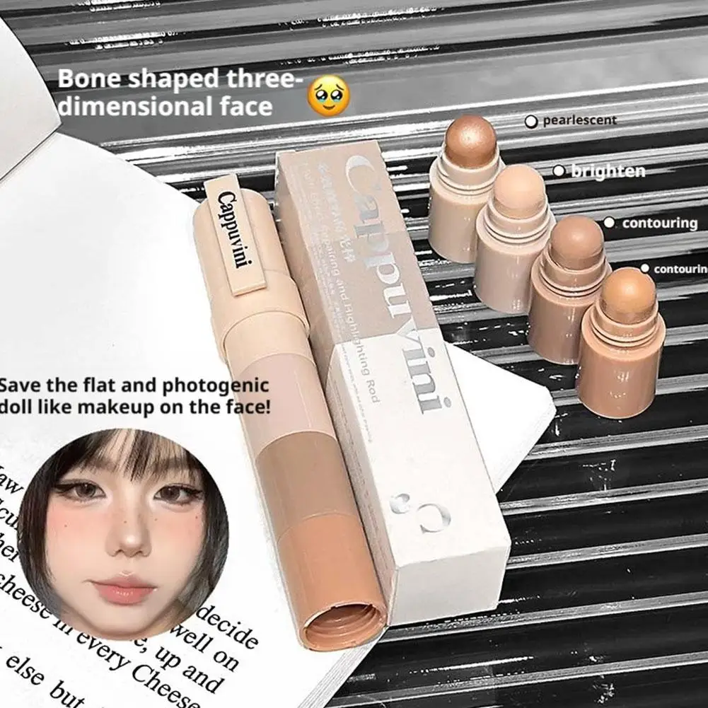Cappuvini Contour & Highlight Stick, tige de surbrillance de contour crémeuse multi-ombrage pour le visage longue durée et facile à mélanger