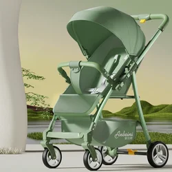 Deluxe Lightweight Stroller One-click Folding Stroller for Children Newborn Baby Stroller Two-way High Landscape Trolley