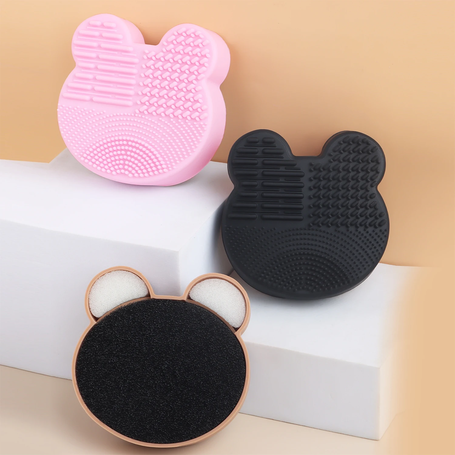 

Инструмент для чистки кистей для макияжа, 1 шт., силиконовый, портативный, в форме милого медведя, для удаления остатков макияжа.