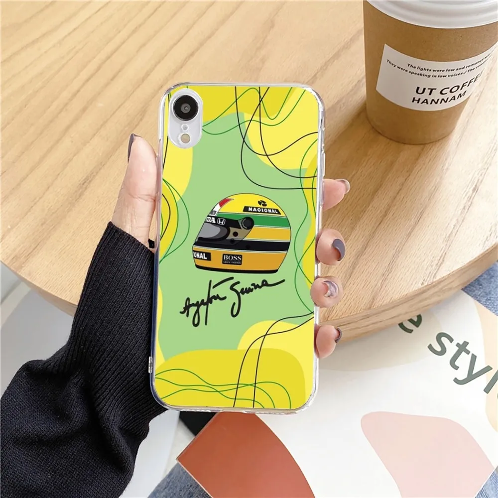 Ayrton S-Senna H-Helmet F-F1 Racing Phone Case For Iphone 15 13 14 Pro Max 7 8 Plus X Xr Xs Max 16pro 12mini Transparent Cover