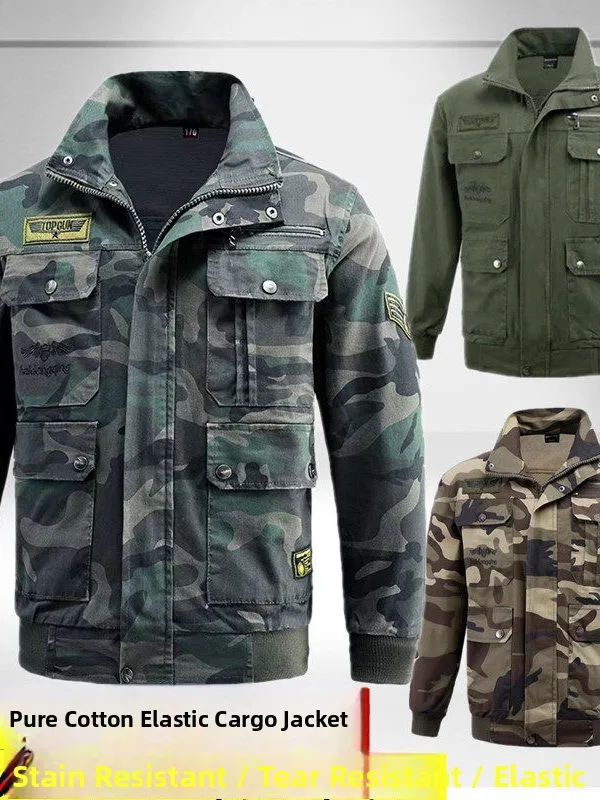 

Мужской рабочий костюм из чистого хлопка с камуфляжным принтом для сварщиков, защитный, для строительных работ, весна-осень