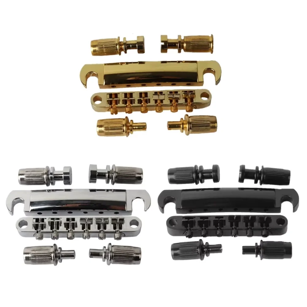 1 Set of 6 Strings Guitar Tune-O-matic Bridge and Tailpiece with Posts for LP Electric Guitar