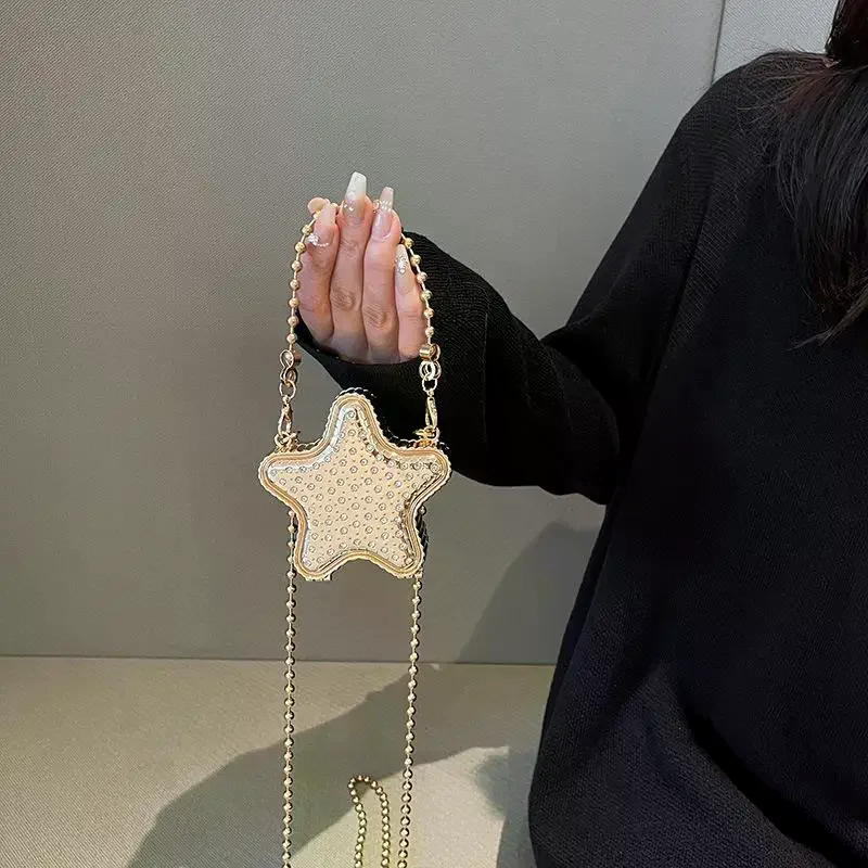 

Уникальная сумка через плечо с пентаграммой; Маленькая нишевая сумка на цепочке со стразами и шипами для женщин