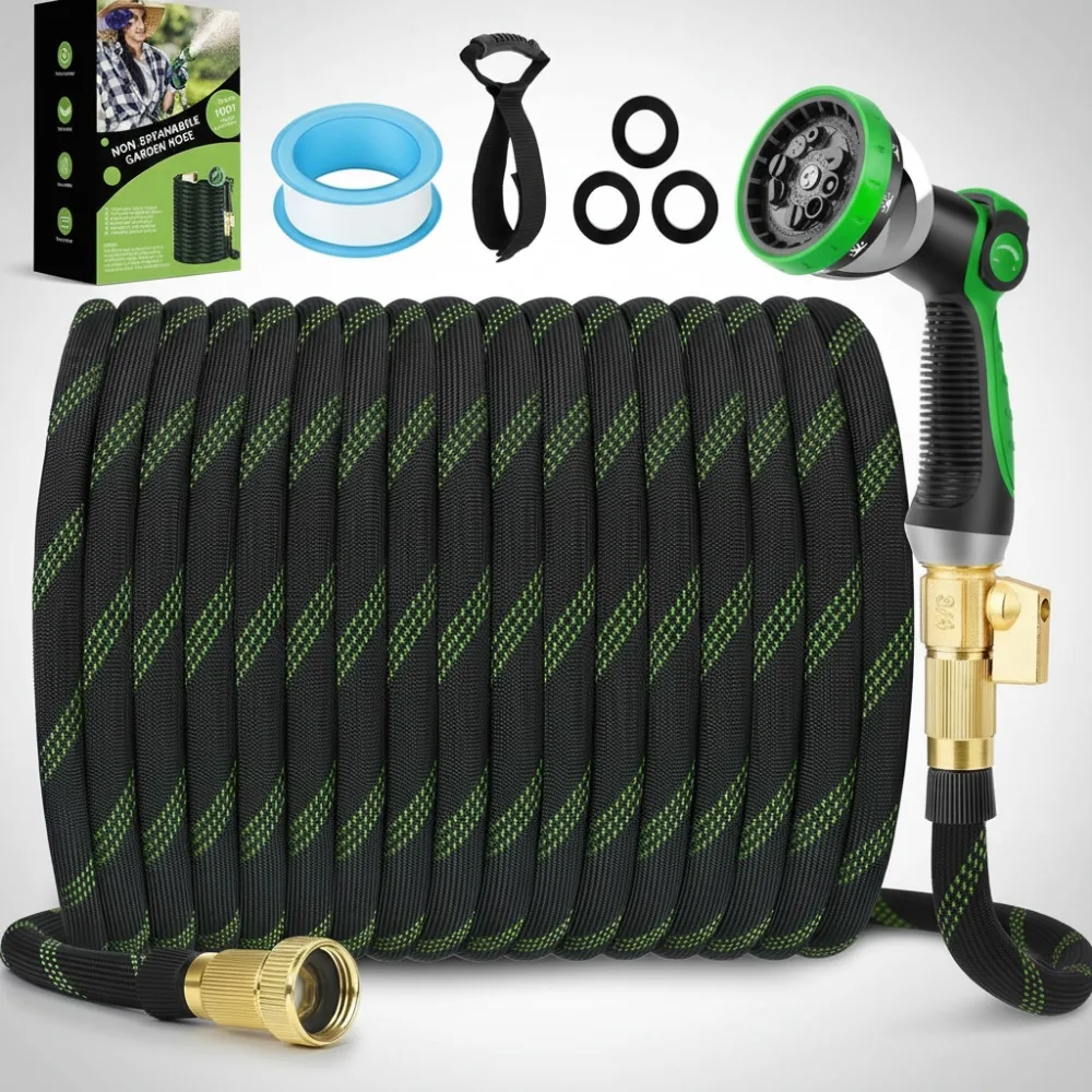

75ft Ultra Lightweight Garden Hose with 10-Pattern Nozzle, Flexible & Leak-Proof for Easy Watering