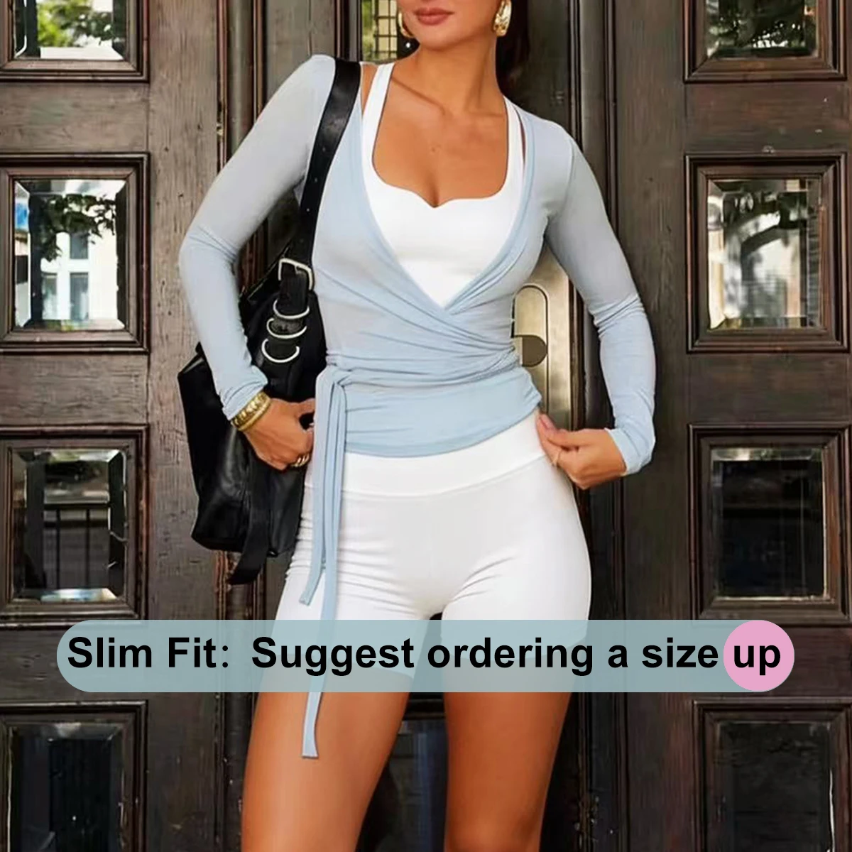Conjunto de Ginástica CSB 2 Peças Verão 2026: Shorts de Cintura Alta, Top Regata Acolchoado e Top Transpassado para Ballet - Roupas de Pilates e Fitness