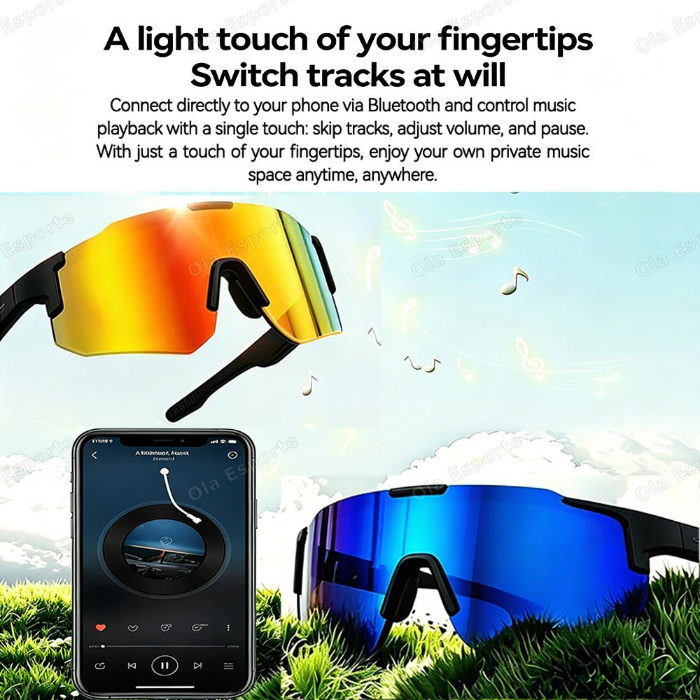 New Outdoor Cycling Bluetooth Smart Glasses Technology Audio Call Remote Sports Driving Music Anti-blue Light Sunglasses Q01 view 6