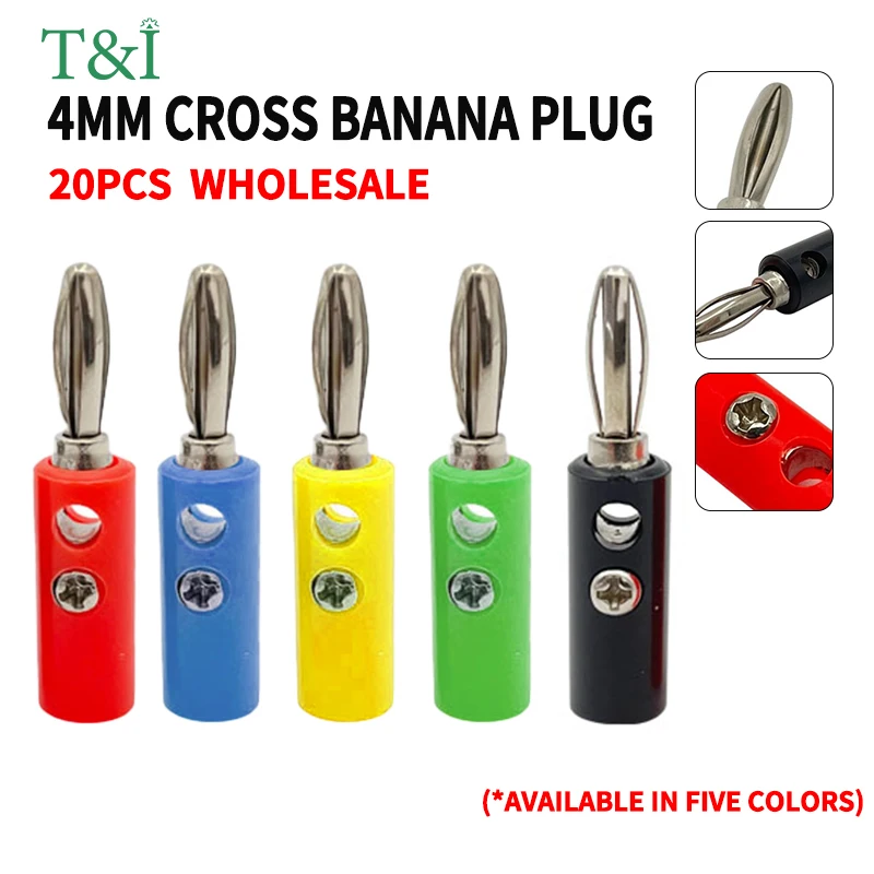 20Pcs 4mm Banana Plug Two-Hole Cross Flower Banana Plug Audio Box Speaker Amplifier Terminal Banana Plug