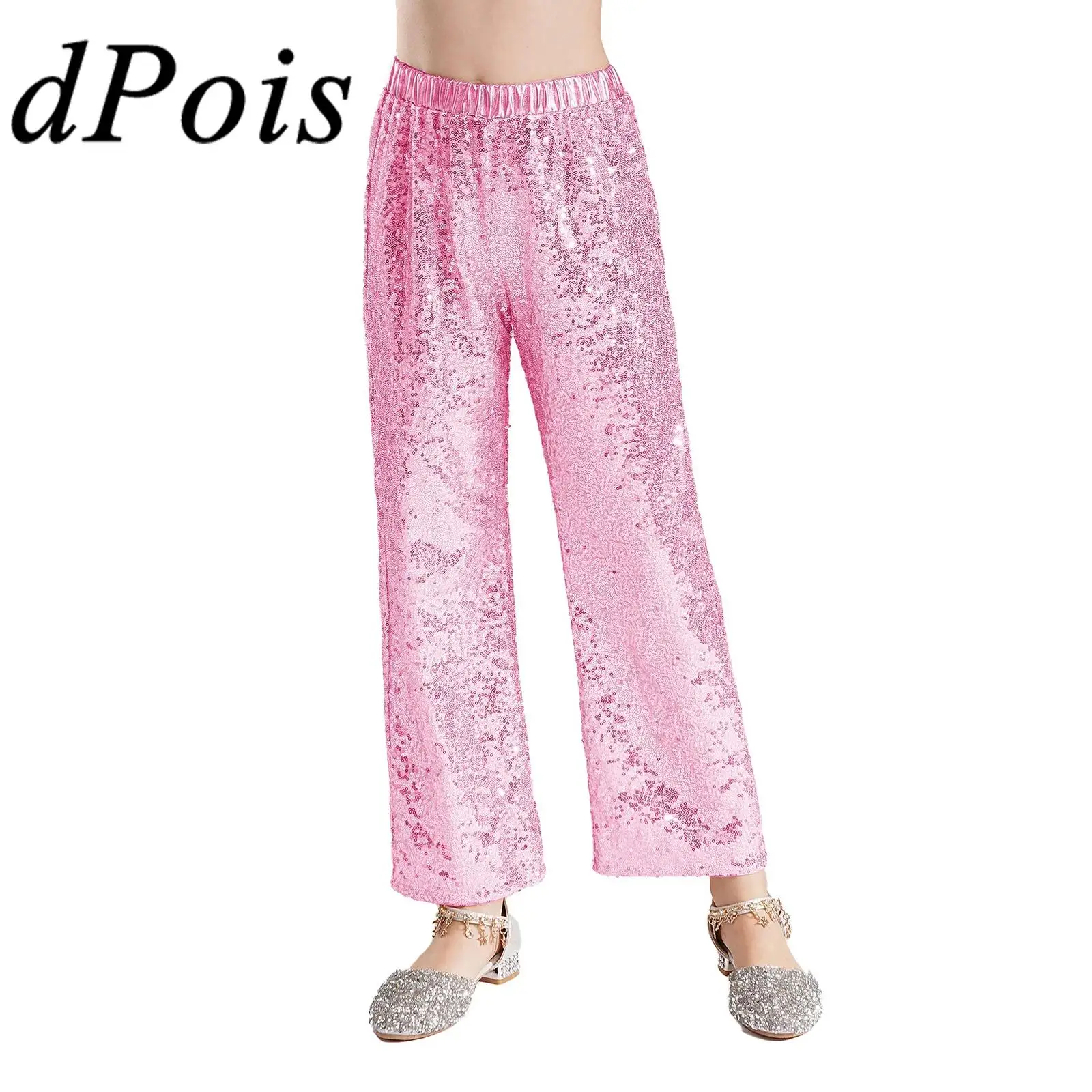 

Fashion Kids Girls Sequin Pants Elastic Waistband Loose Trousers for Hiphop Jazz Dance Party Stage Performance Show Costume