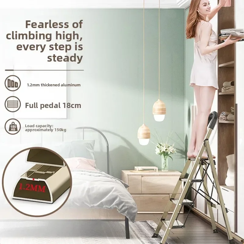 Aluminum Alloy Thickened Folding Ladder Indoor Compact A Frame Household Ladder Ladder for Home Multifunction Ladder Ladder