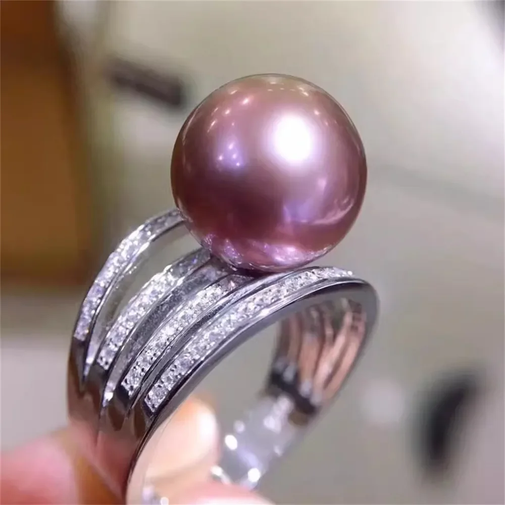 

DIY Pearl Ring Accessories S925 Sterling Silver Pearl Ring Empty Gorgeous Ring Holder Fit 9-11mm Round Beads Z478