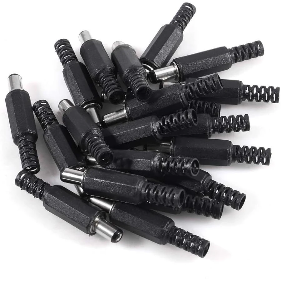 20pcs 5.5mm x 2.1mm DIY Male DC Power Plug Jack Solder Connector Adapter DC Power Socket Female Jack Screw Nut Panel Mount