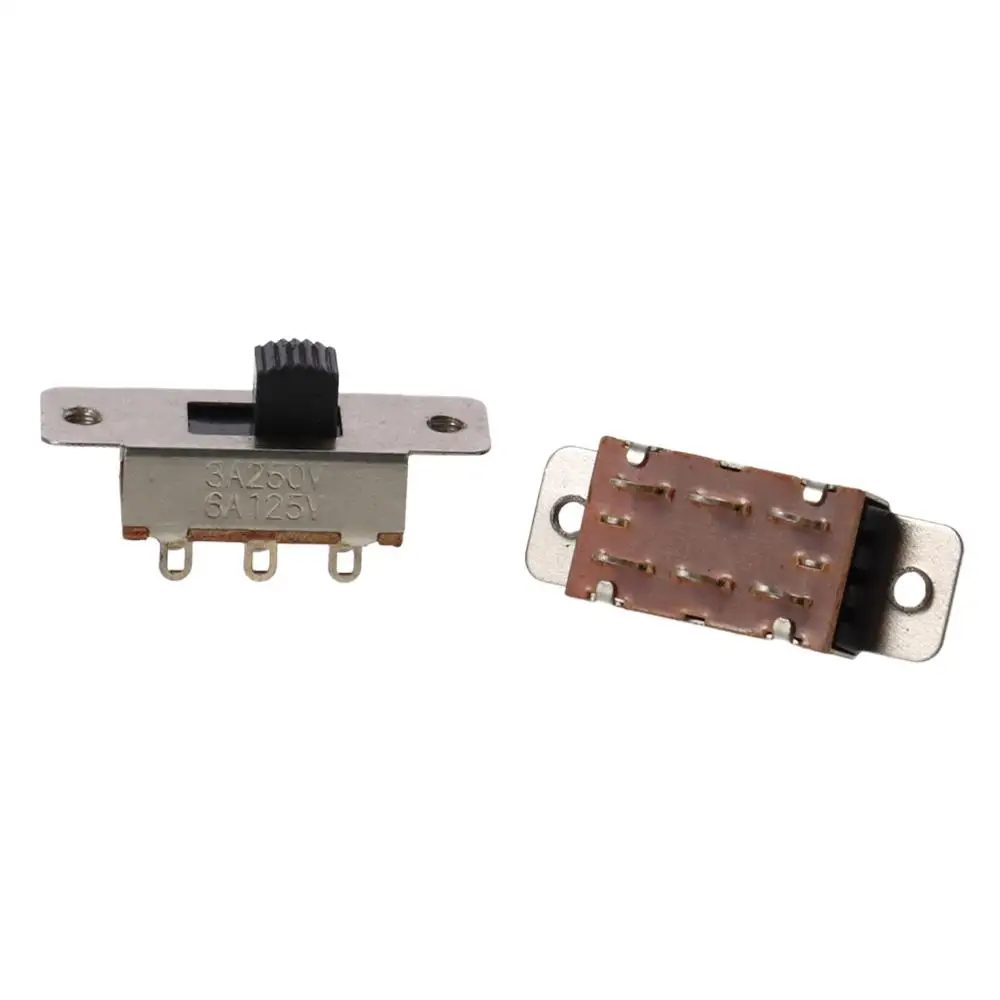 5pcs 6 Pin 3 Position Micro Mini Toggle Switch Panel Mount 6A/125V 3A/250V AC Slide Switches SS-23F19G5 5mm Vertical Latching