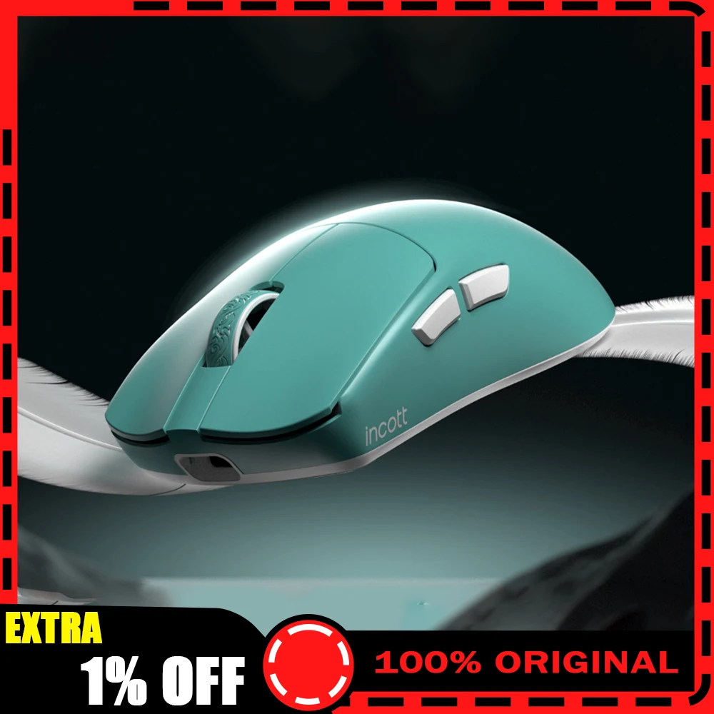 

Incott 039 Mouse Dual 8K Tri Mode Gaming Mouse 2.4G/Bluetooth Paw3950 52g Lightweight 500mah RGB Mouse For Middle Hand Accessory