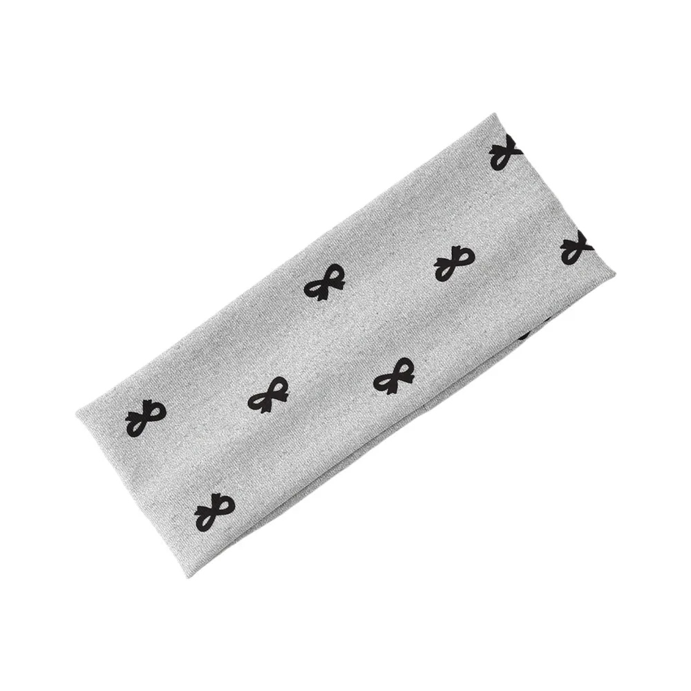 Fashion Bow Print Yoga Headband Sweat-absorbent Elastic Sport Hairband Hair Accessories Headwrap Sports