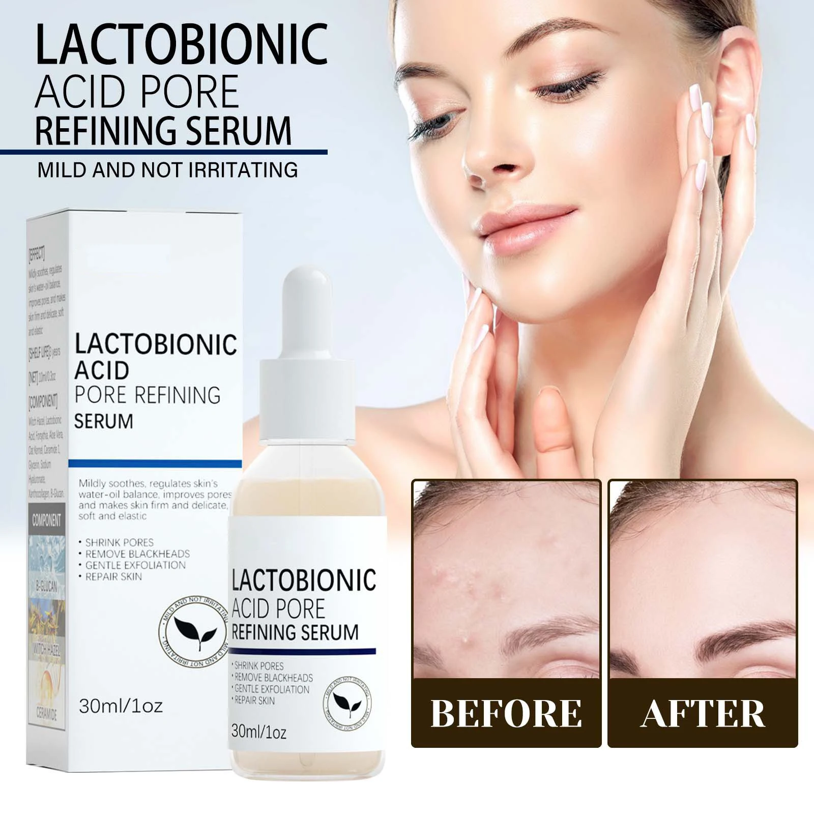 

Lactobionic Acid Pores Repair Facial Serum Fade Fine Lines Firming Nourish Essence Face Serum Moisturizing Brightning Skin Care