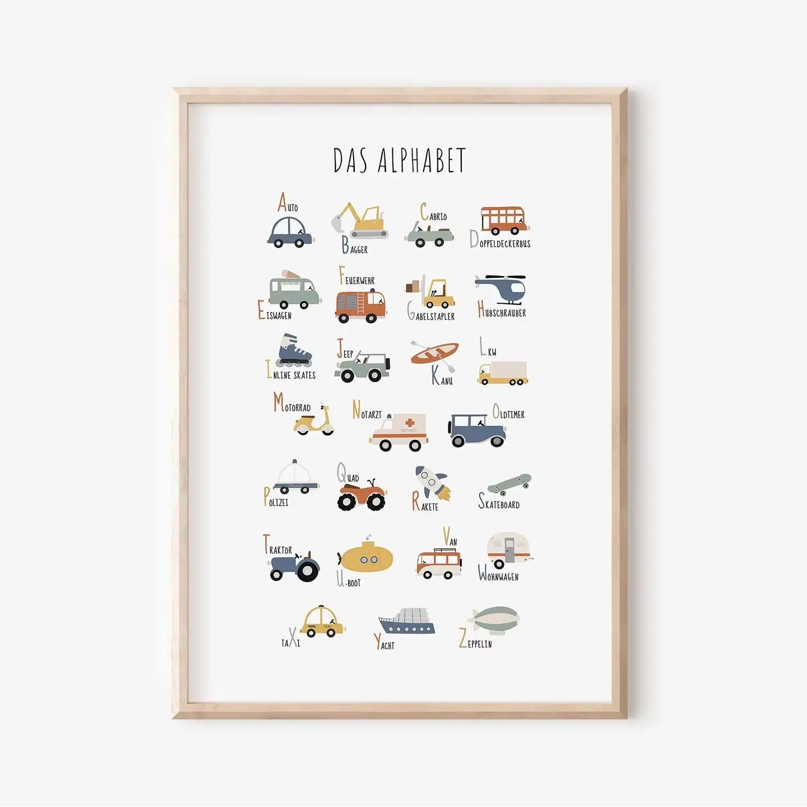 3pcs/set of Custom Name & ABC Vehicle Nursery Canvas Printing Numbers Letters Educational Wall Art Posters for Boys Home Decor