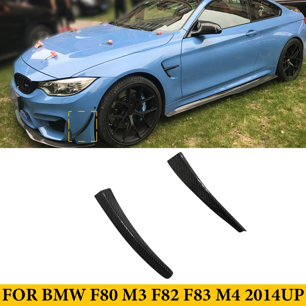 For BMW F80 M3 F82 F83 M4 2014UP Carbon Fiber Front Bumper Canards Splitters Side Fins Car Styling