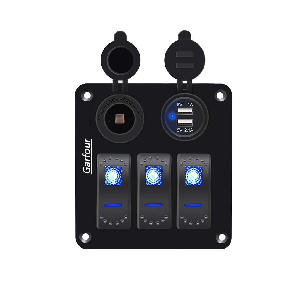 

3 Gang Waterproof Boat Switch Panel Marine Switch Panel for Boats, Trucks, RVs