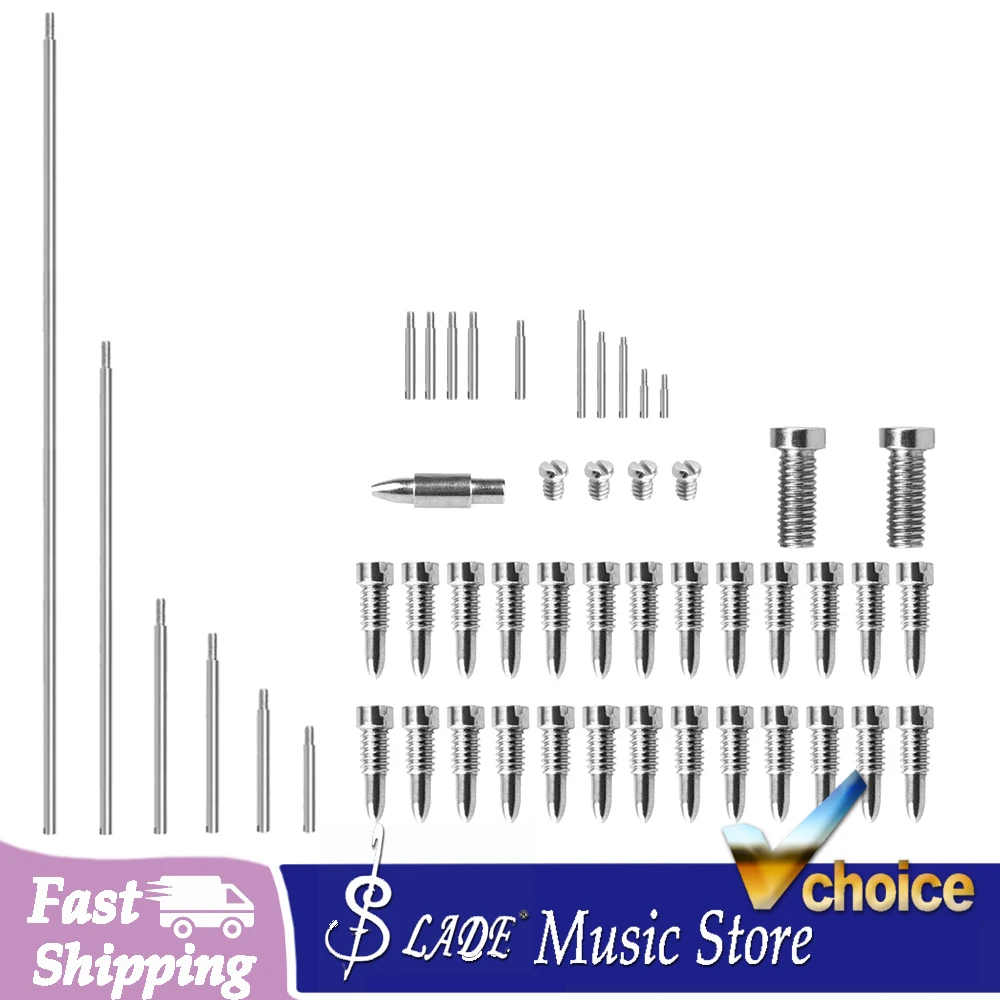 49Pcs Saxophone Repair Screw Set 16 Threaded Rods + 32 Screws + Tapered Pin Woodwind Replacement Parts for Tenor/Alto Sax