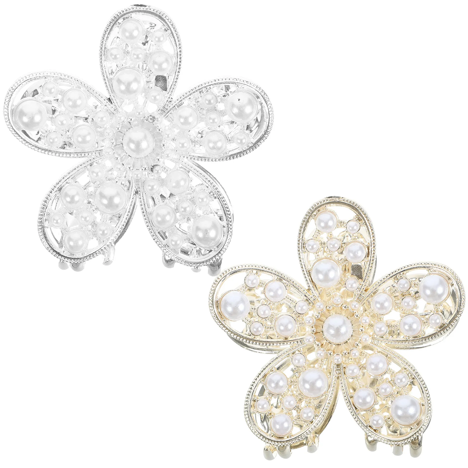 

2pcs Hollow Flower Hair Claw Clips For Women Claw Clips Durable Shark Hair Accessories for Women Gold Silver Color