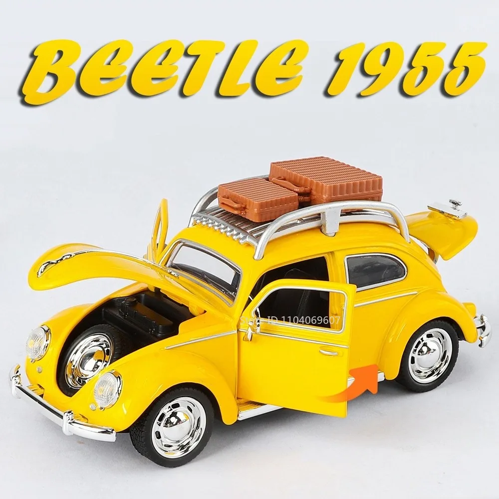 1:32 Beetle 1955 GSRของเล่นรถVINTAGEโลหะผสมDiecastเสียงประตูเปิดดึงกลับMiniatureยานพาหนะสําหรับของขวัญเด็ก