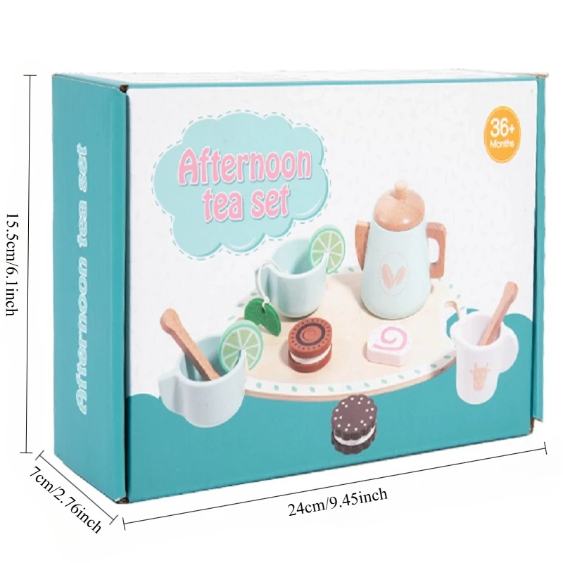 Kids Wooden Educational Toys Pretend Play Tea Dessert Set Role Play Game for Kindergarten Toddlers view 3