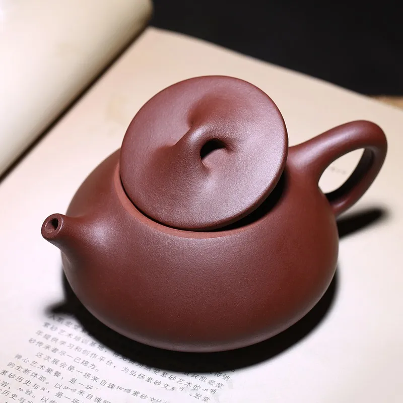 Inverted Xishi Purple Clay Teapot Pure Handmade Yixing Raw Ore Purple Sand Teapot Set Tea Set Bottom Trough Stone Cleaning Ladle